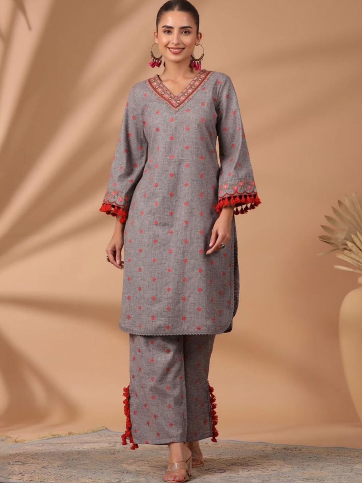 Autumnlane Aqua Poonam Cloud Cotton Kurta with Pant and Dupatta