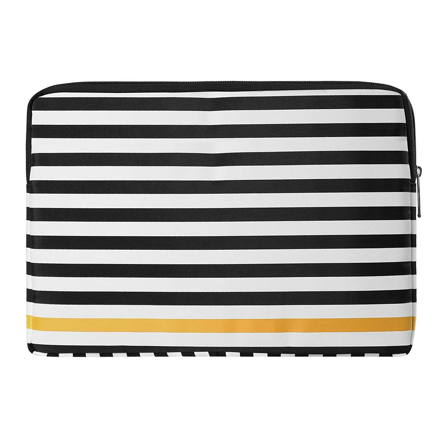 BABYLON 15.6" Laptop Tablet Sleeve Black White Accent Stripe Pattern Design For Apple MacBook Air / MacBook Pro / 13.3" Laptop Computer