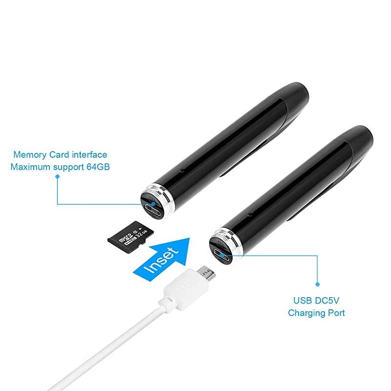 Hidden CameraSpy CameraSpy Pen 25 Hours Video Taking Battery Life 1080p HD Spy Camera Pen  Camera Pen with 32GB Memory for Business Conference and Security