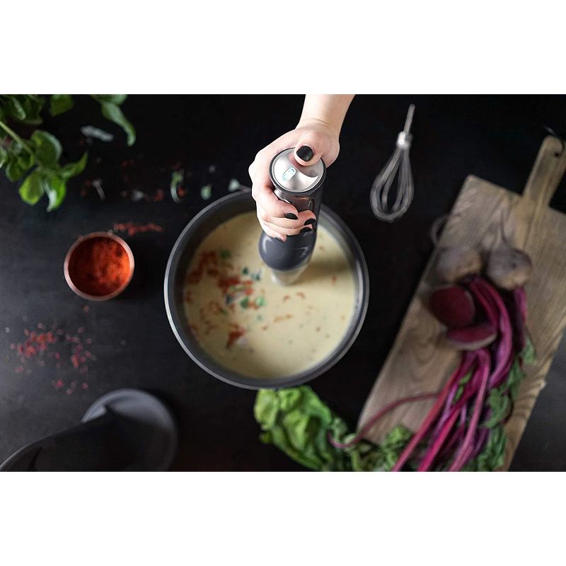 Crux 14790 Small Cordless Immersion Blender Hand Held Stick Mixer Wand, Black