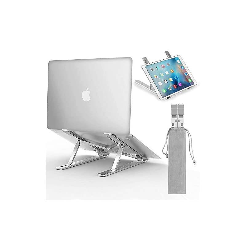 Stand,Holder Riser Portable Adjustable Computer Tablet Stand,Multi-Angle Adjustable Foldable Aluminum Desktop Holder Mount Compatible with MacBook,iPad, HP, Dell, Lenovo 10-15.6&rdquo; Silver