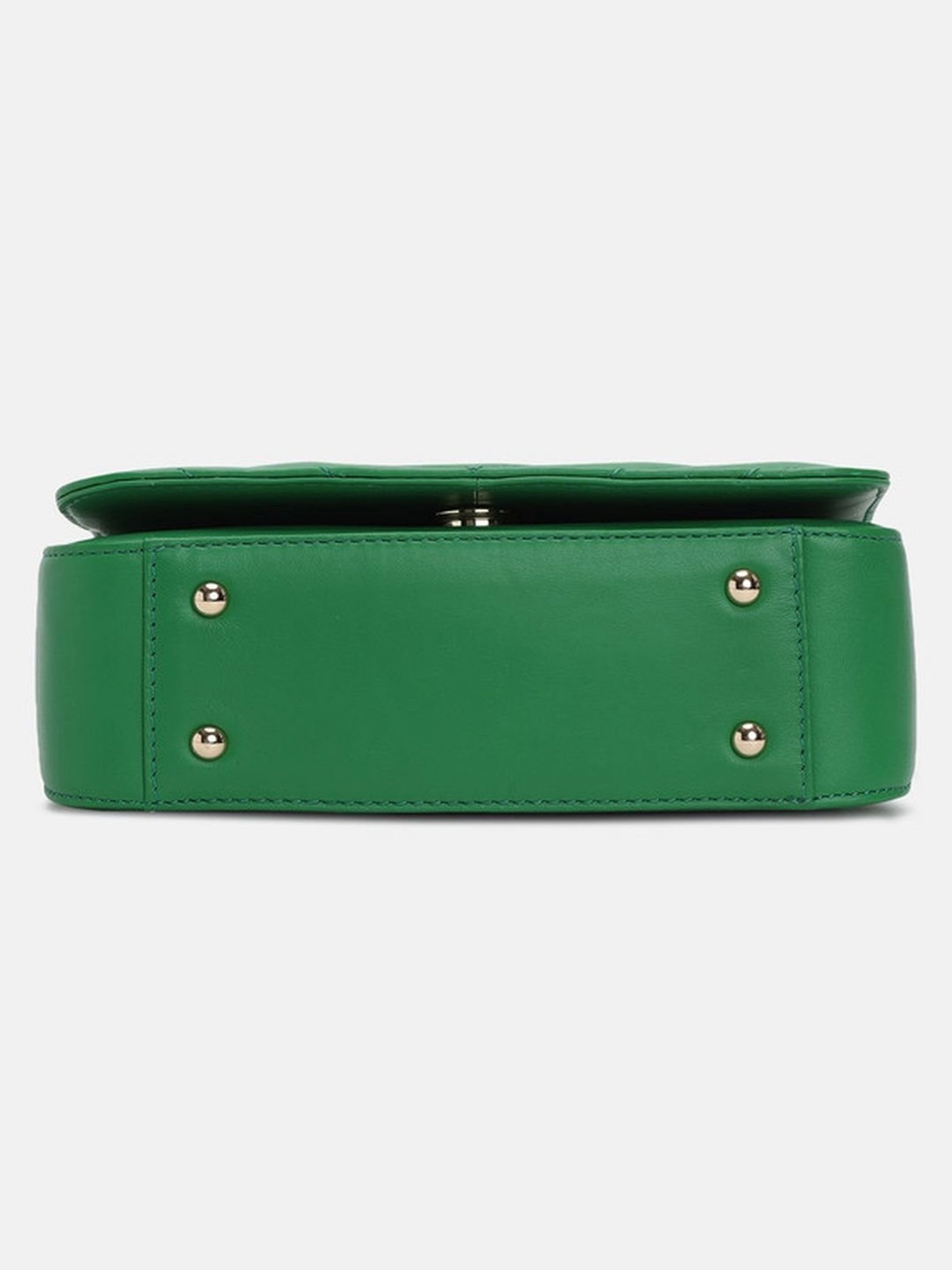 BAGATT Dark Green Leather Quilted Sling Handbag