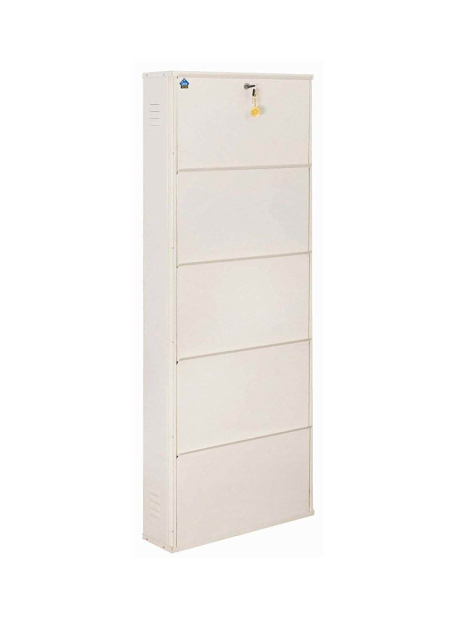 Delite Kom Metal Shoe Rack - 24" 10 Shelf, Double Decker, Ivory, PowderCoat, Wall Mount, DIY
