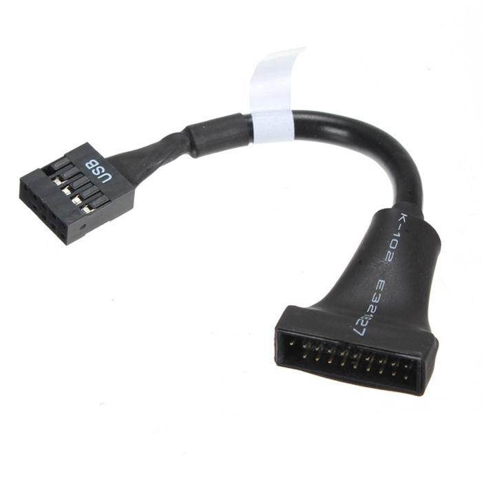 Male USB 3.0 20pin Header Housing to Female USB 2.0 9pin Motherboard Cable Black 10cm