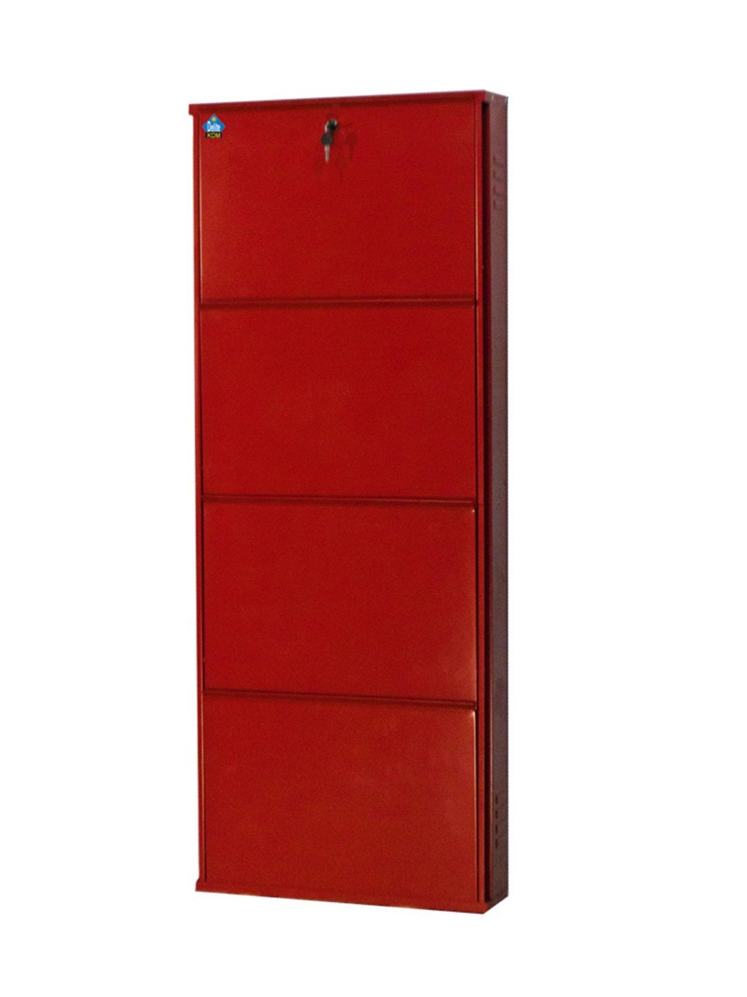 Delite Kom Metal Shoe Rack - 20" 4 Shelf, Brick Red, PowderCoat, Wall Mount, DIY