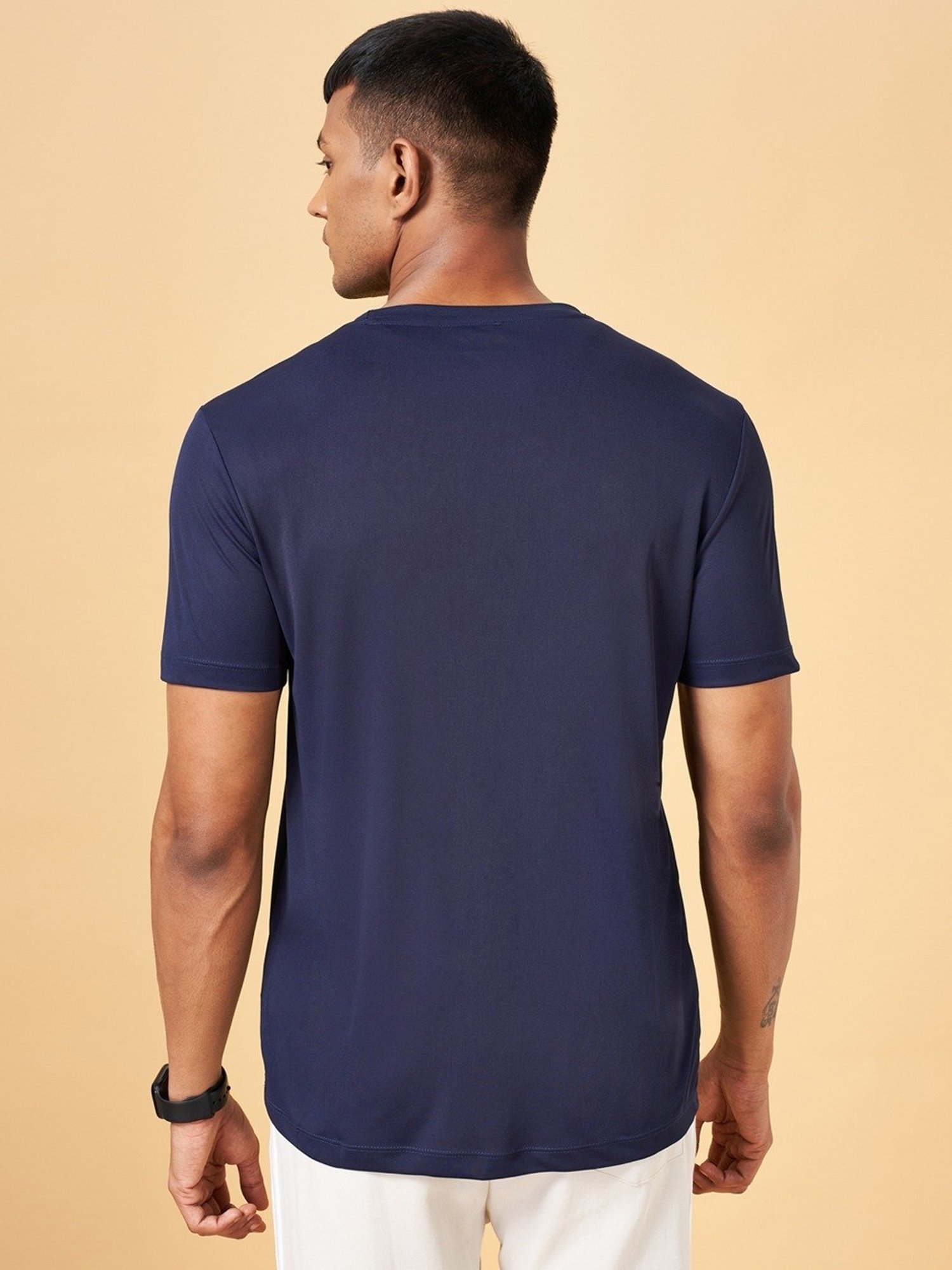 Ajile by Pantaloons Navy Blue Slim Fit Printed T-Shirt