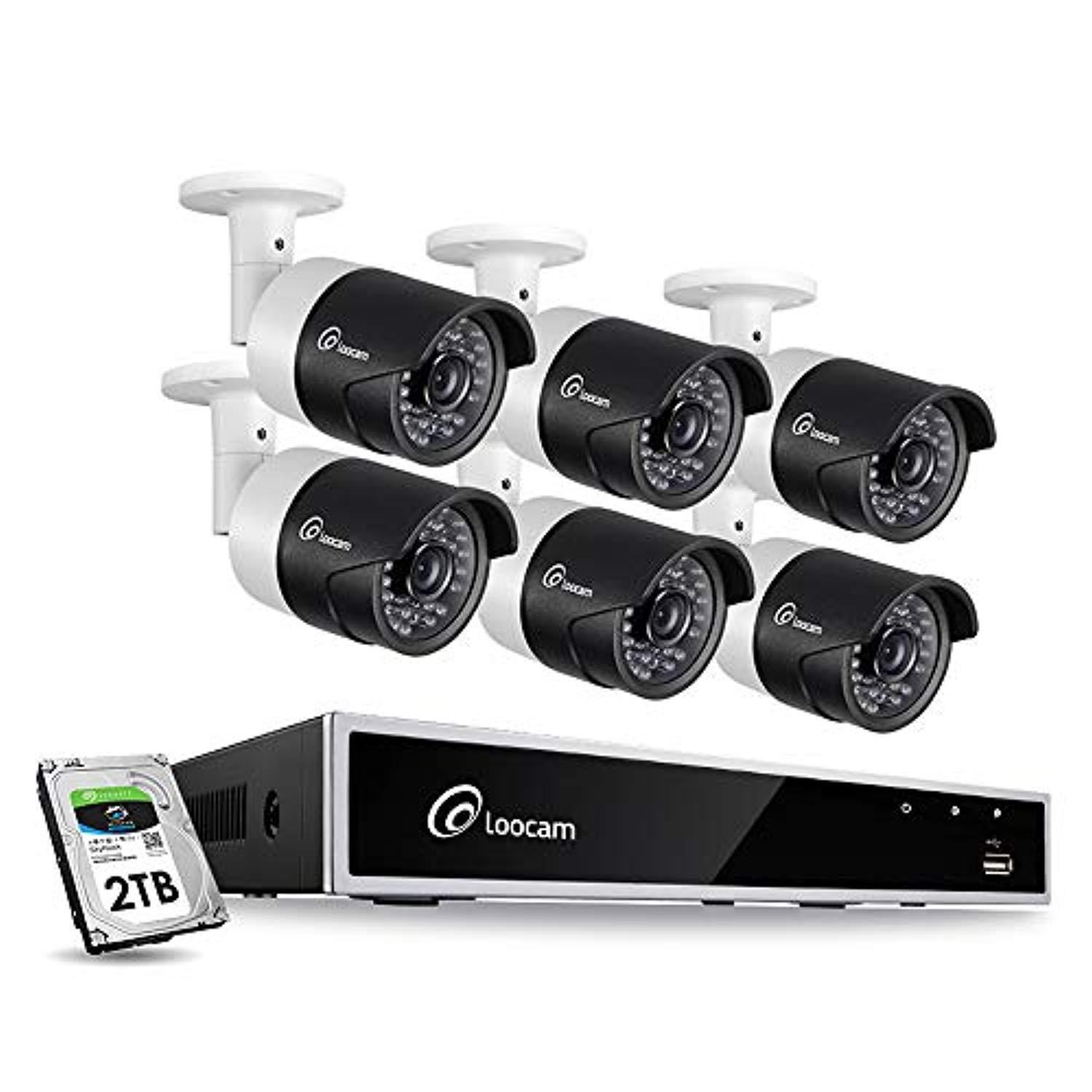 Loocam 1080p HD Surveillance Security Camera System 8CH DVR with 2TB Hard Drive 6 x 2.0MP 1920TVL IP67 Weatherproof Outdoor Indoor Automatic 150ft Predator Night Vision and Motion Detection  (88029T )
