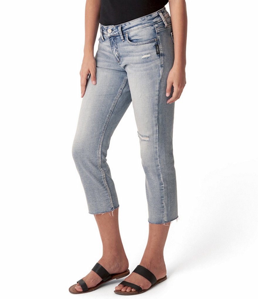 Silver Jeans Co. Elyse Destructed Cropped Straight Jeans