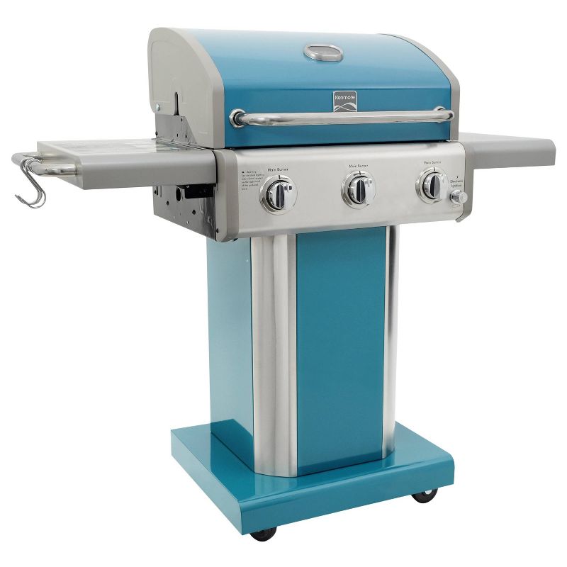 Kenmore 3-Burner Outdoor Patio Gas BBQ Propane Grill PG-4030400LD-TL Teal