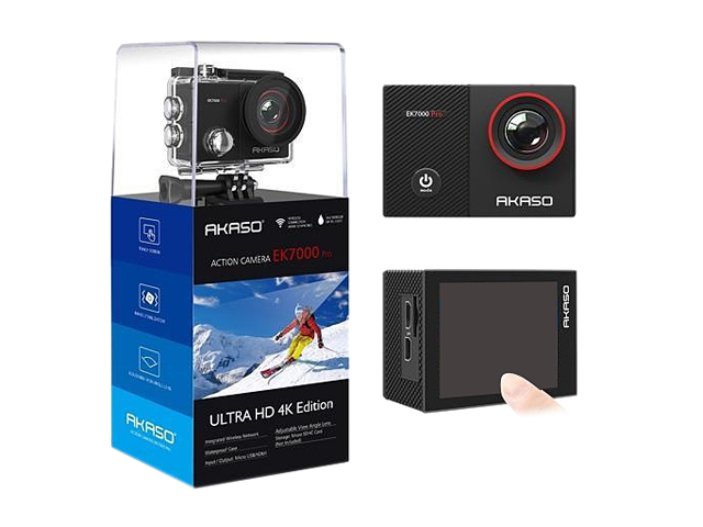 AKASO EK7000 Pro 4K Action Camera with Touch Screen EIS Adjustable View Angle 40m Waterproof Camera Remote Control Sports Camera with Helmet Accessories Kit