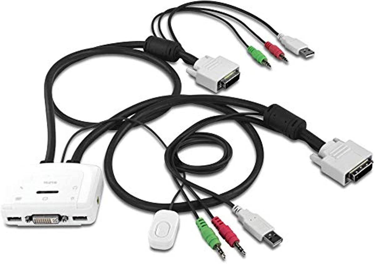 TRENDnet 2-Port DVI USB KVM Switch and Cable Kit with Audio, Manage Two PC's, USB 2.0, Hot-Plug, Auto-Scan, Hot-Keys, Windows/Linux/Mac Compliant, TK-214i