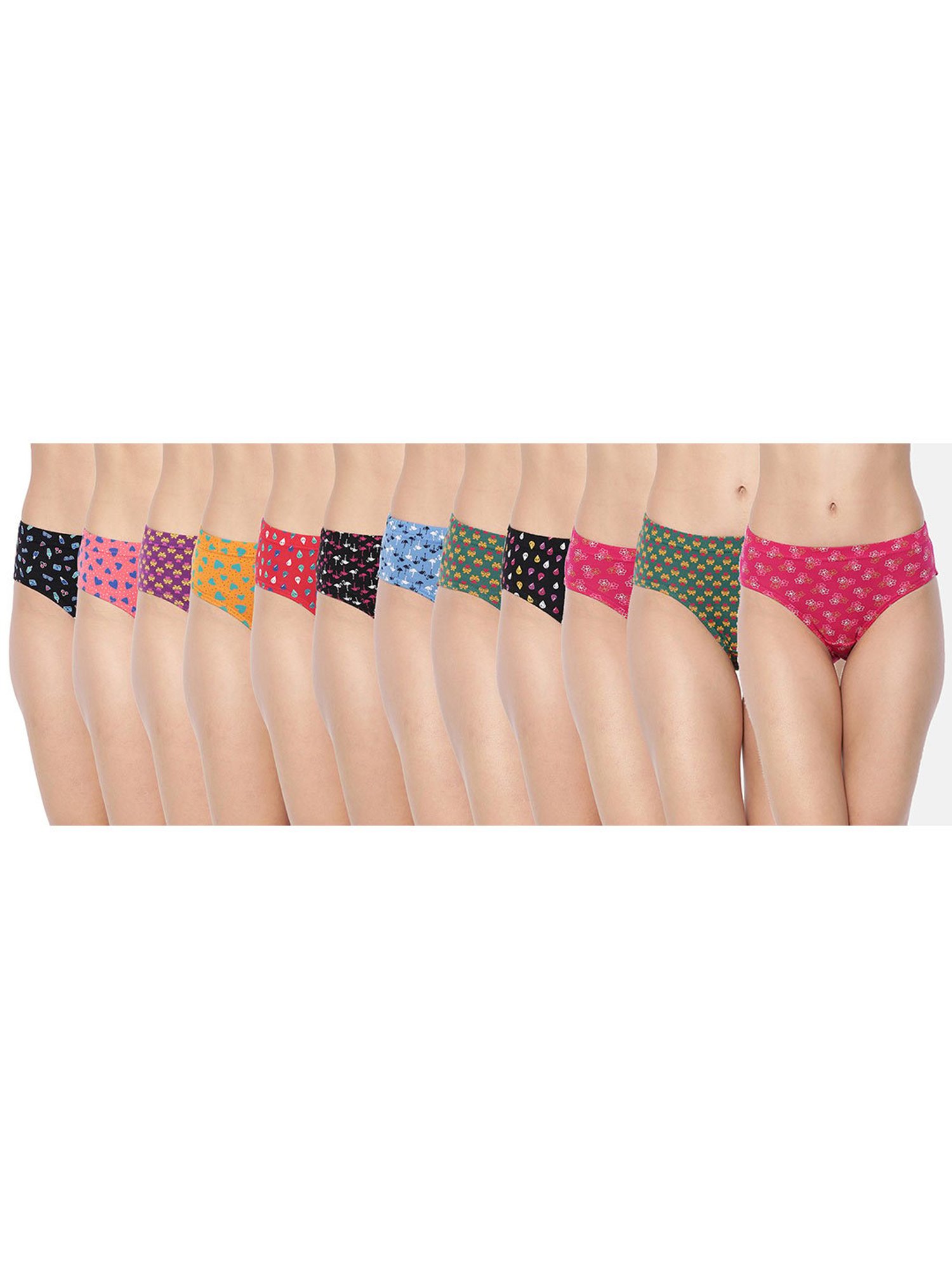 Dollar Missy Multicolor Printed Hipster Panty (Pack  of 12)