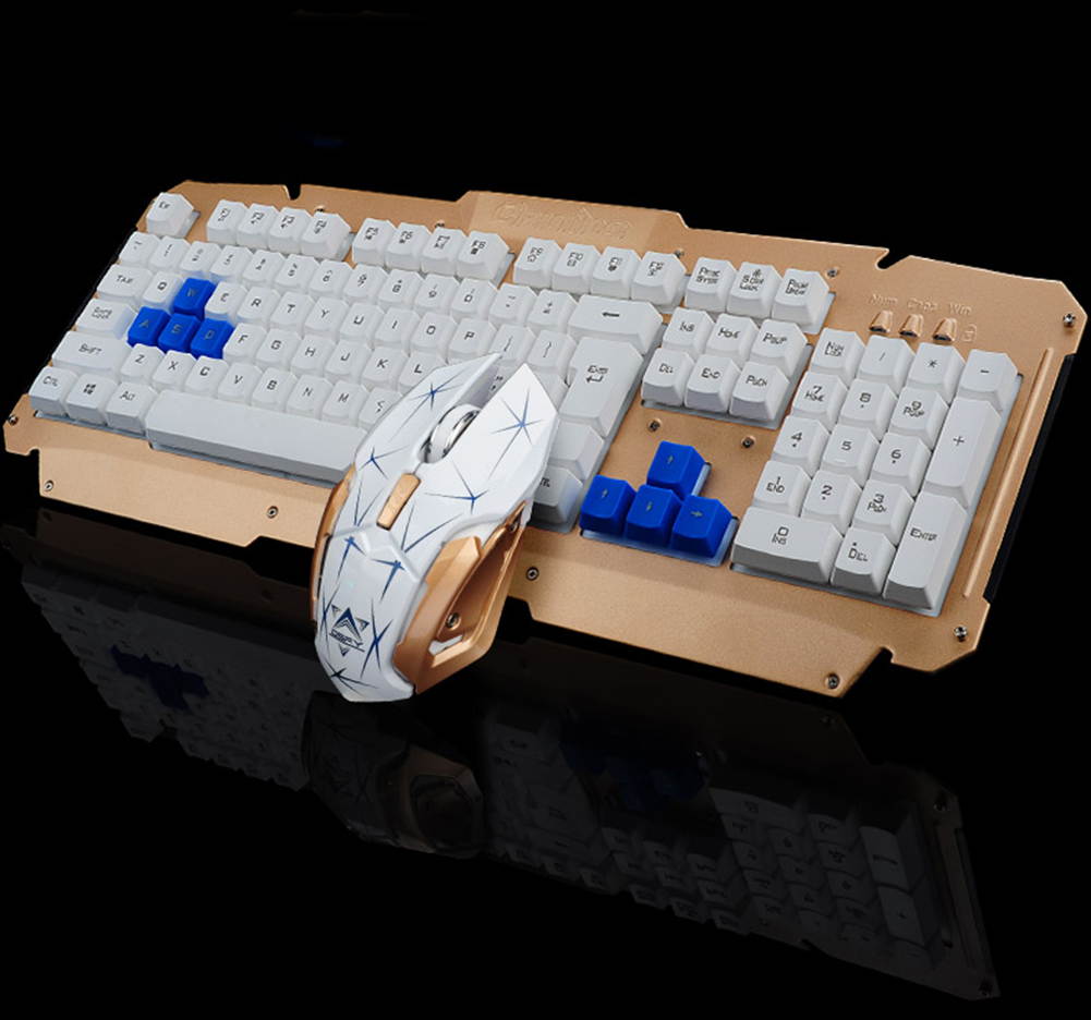 UrChoiceLtd&reg; 2017 HK1600 Gaming Keyboard & Mouse Combo Wireless Keyboards Multimedia Ergonomic Usb Smart Sleep Efficient Metal Waterproofing + 2.4GHz 6 Buttons Gaming Mouse + Mouse Pad Sets