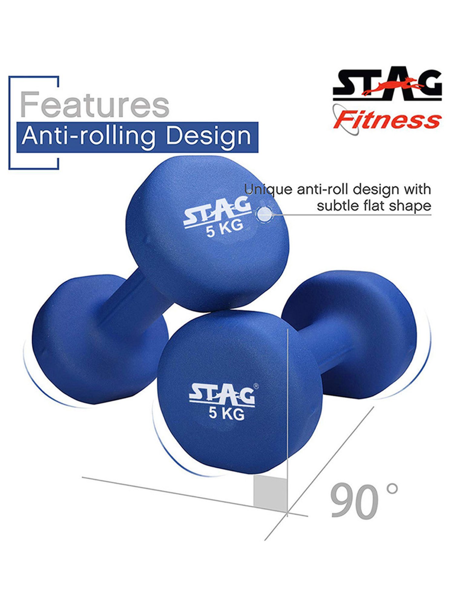 Stag Global Fitness SFND10 Dumbbells (Blue) Size - 10X30