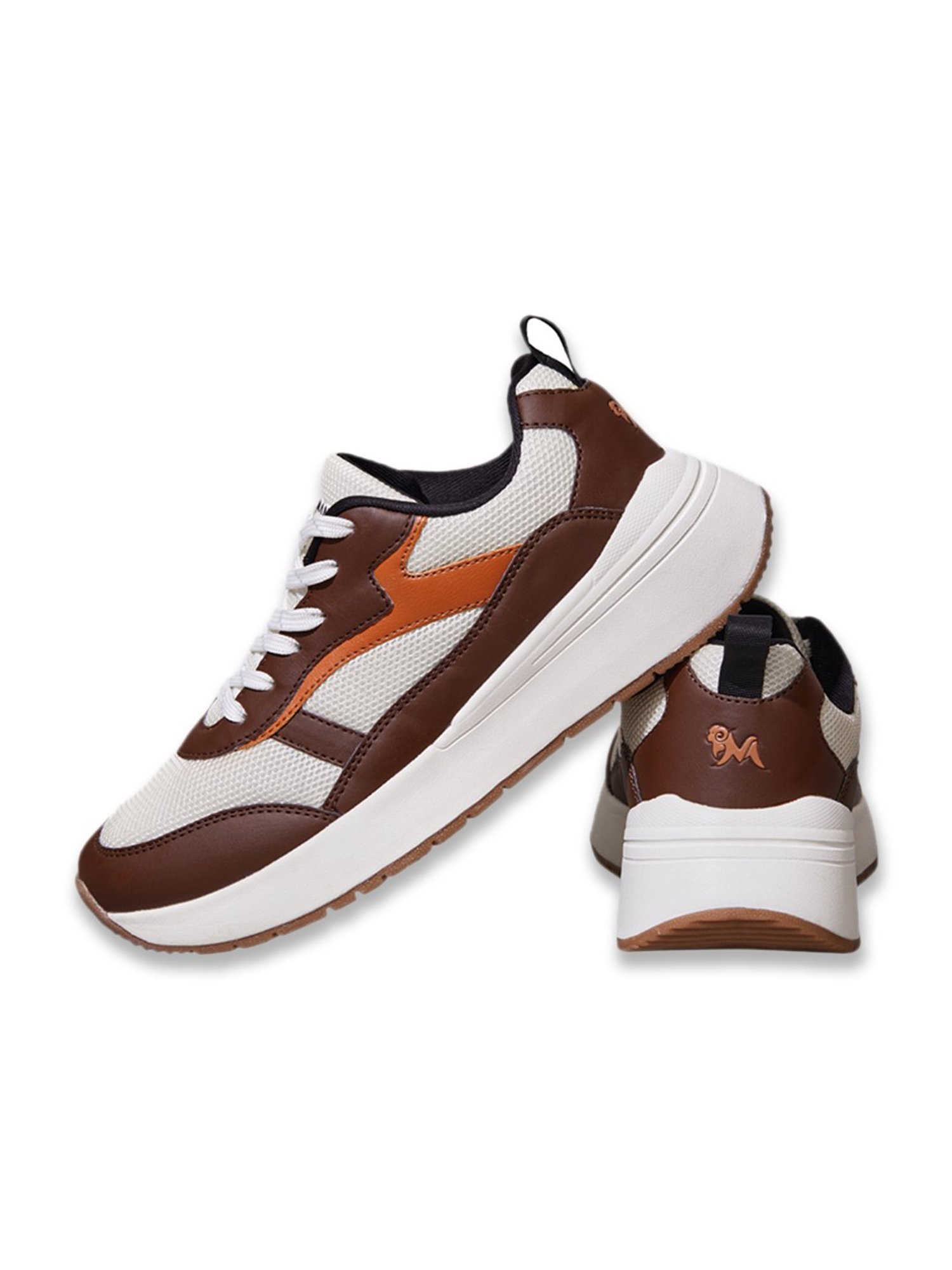 Neemans Men's Cosmo Off White & Brown Running Shoes