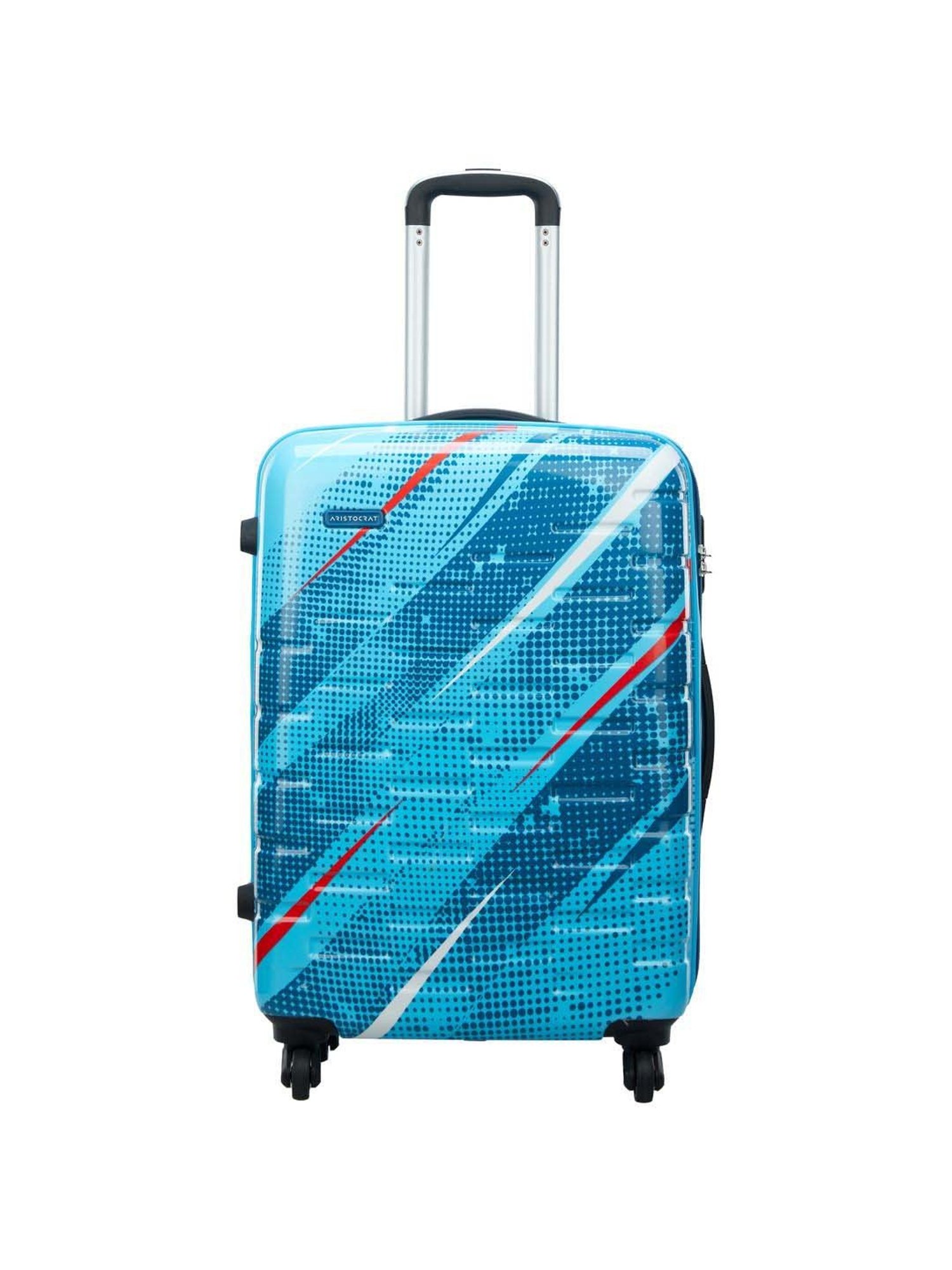 Aristocrat Radiance Blue Printed Hard Medium Trolley Bag - 47 cm