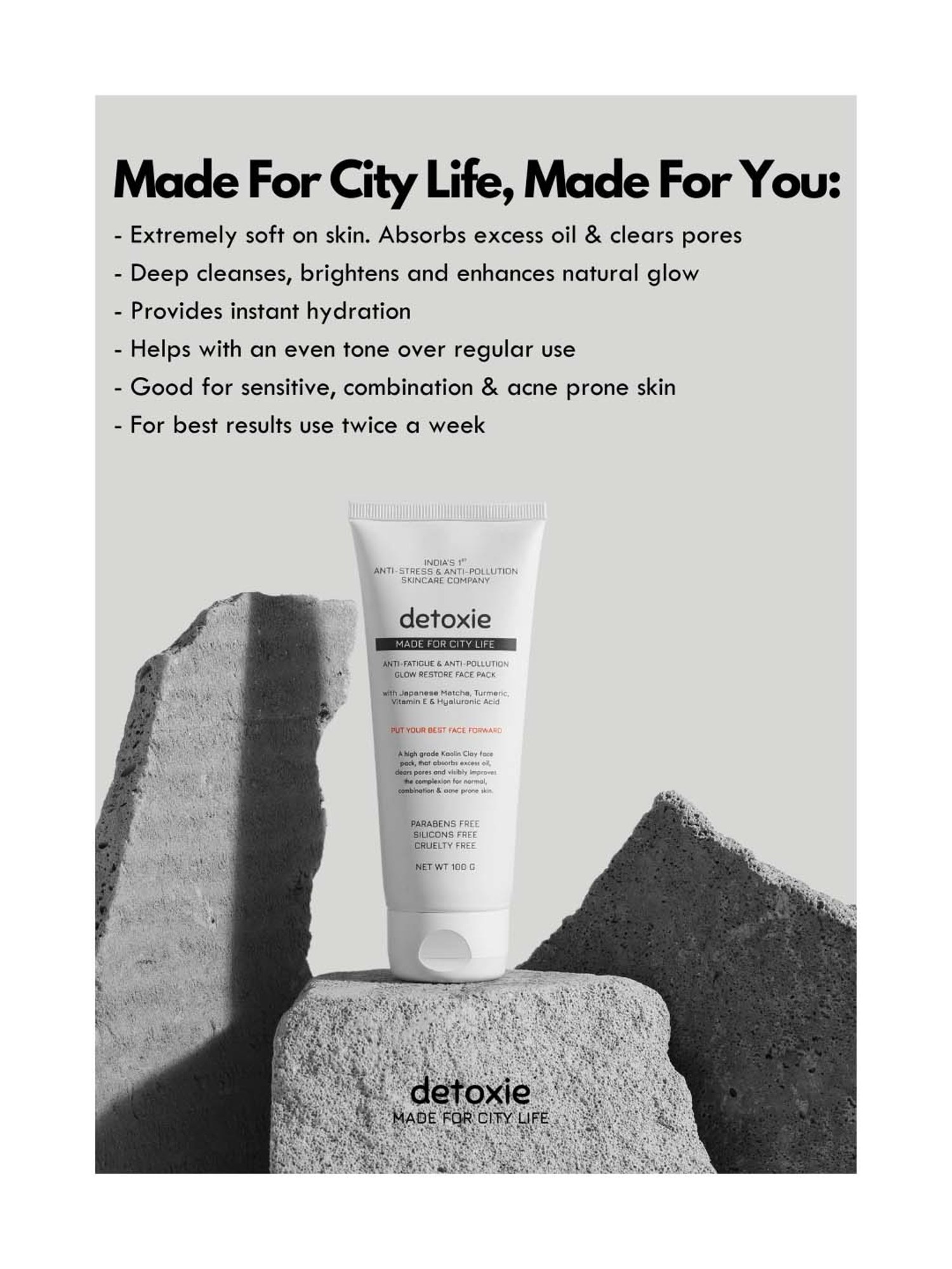 Detoxie Anti-Fatigue & Anti-Pollution Glow Restore Face Pack - 100 gm