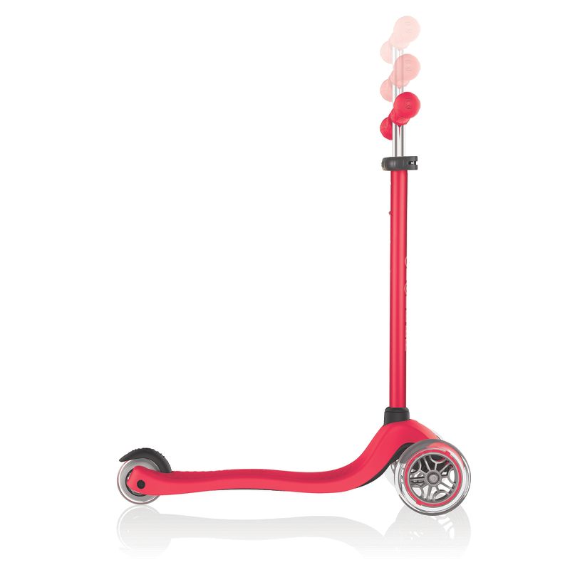 Globber Primo 3-Wheel Kids Kick Scooter with Adjustable Height and Comfortable Grips for Boys and Girls, Red
