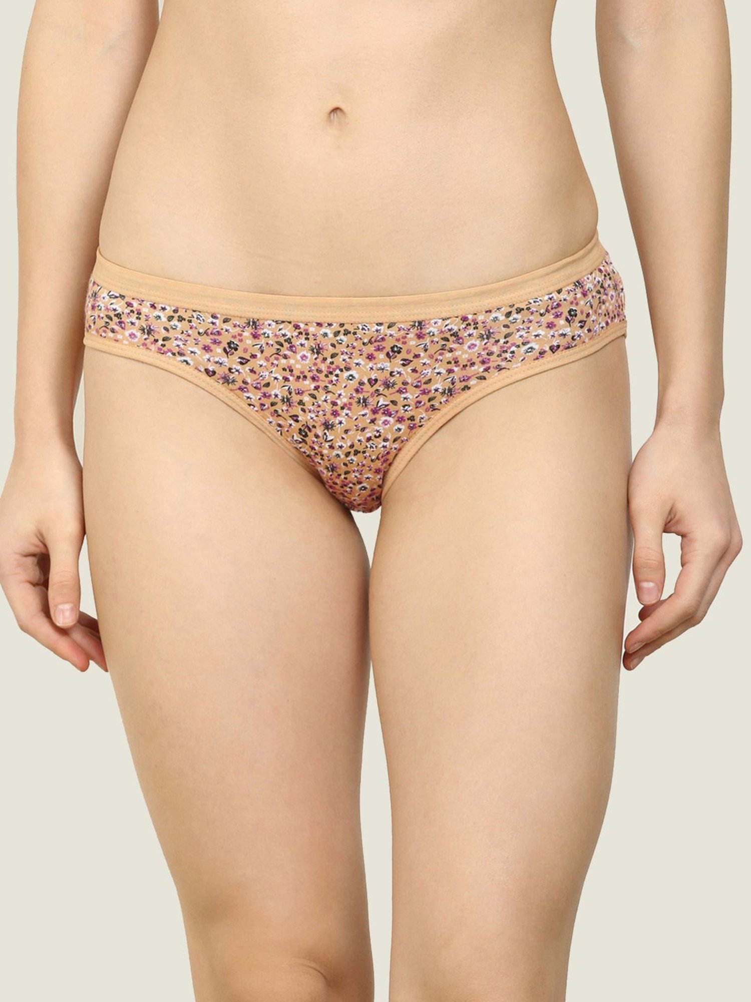 AROUSY Beige Floral Print Hipster Panty