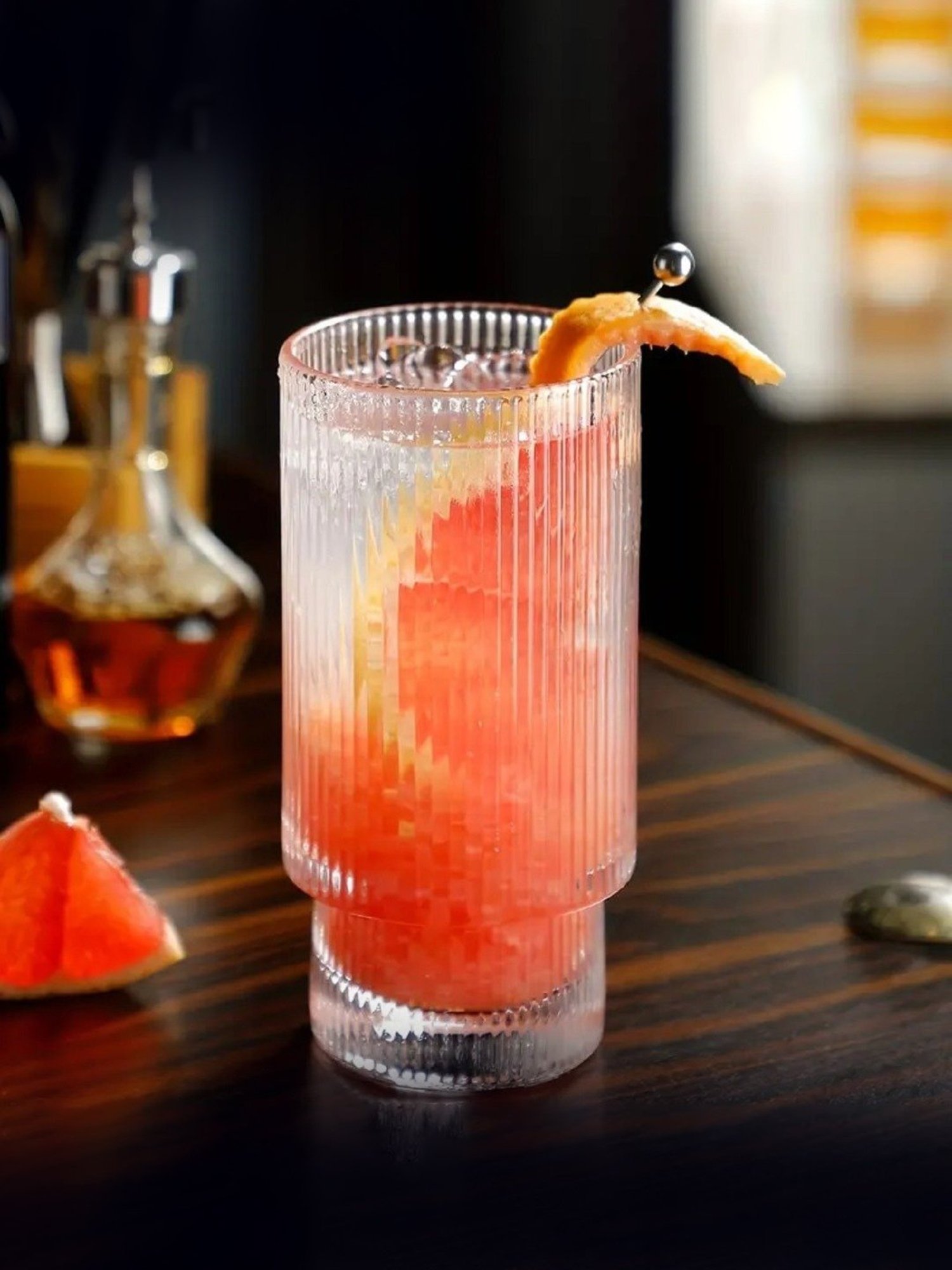 Melbify Ribbed Mojito Transparent Cocktail Glasses 330ml - Set of 6