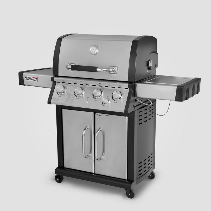 Stainless Steel 4 Burner Propane Gas Grill with Side Burner MG4001 Silver - Royal Gourmet