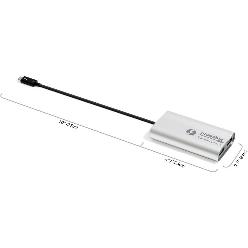 Plugable Thunderbolt 3 to Dual DisplayPort Display Adapter Compatible with MacBook Pro Systems (2019??8??7), Project or Stream to up to 2X 4K 60Hz ...