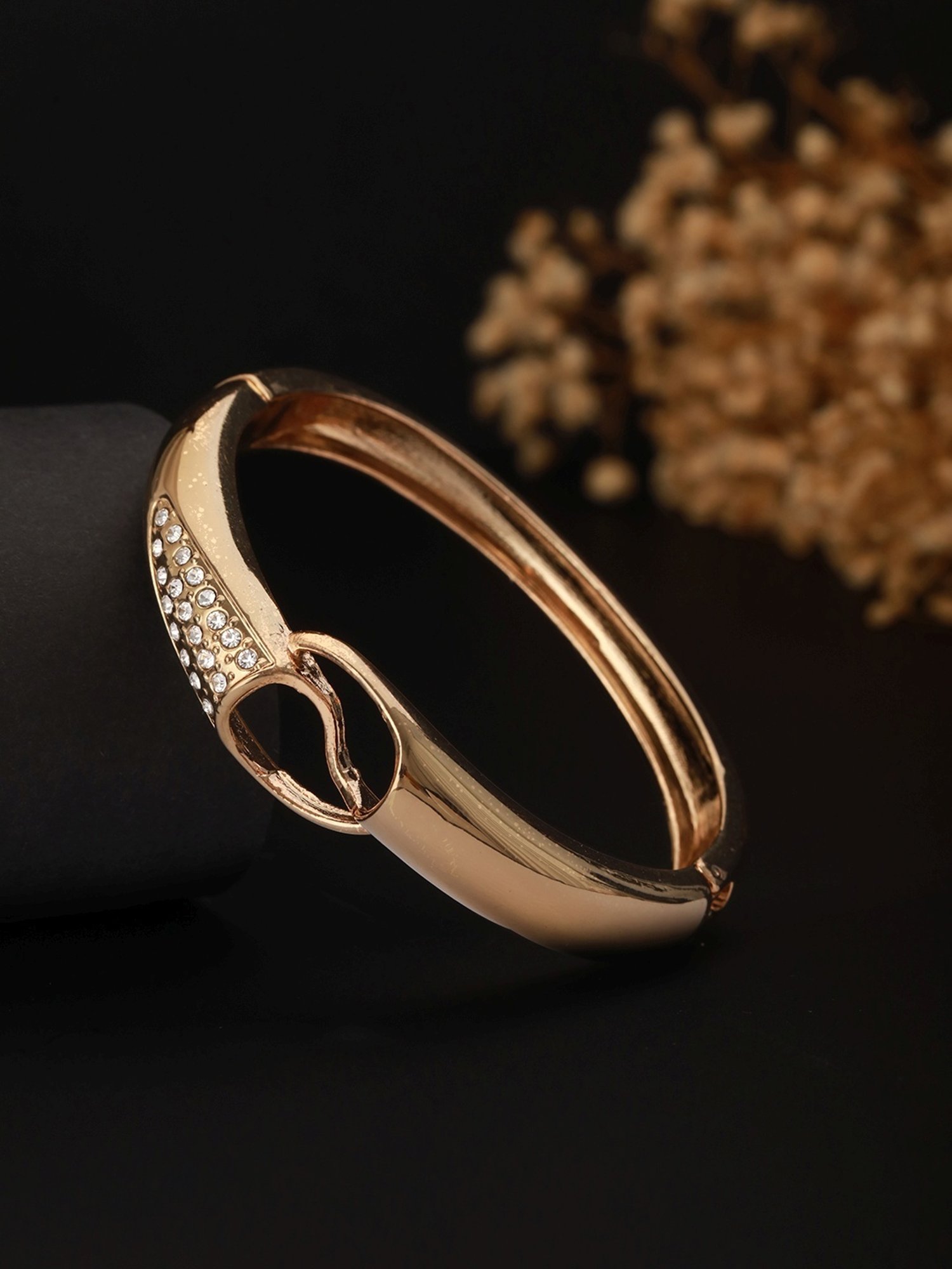 Aatmana Gold-Plated Stone Studded Handcrafted Bangle Style Bracelet