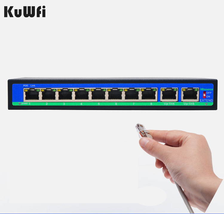 10 port poe switch 8 port power supply 250 meters transmission poe switch