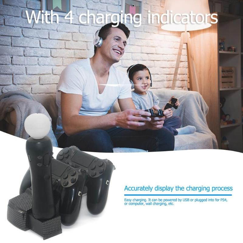 VODOOL Game Pads Charger USB Dual Charger Station Holder for PS4 Slim PS4 PRO PS Move Controller Games Chargers Accessories
