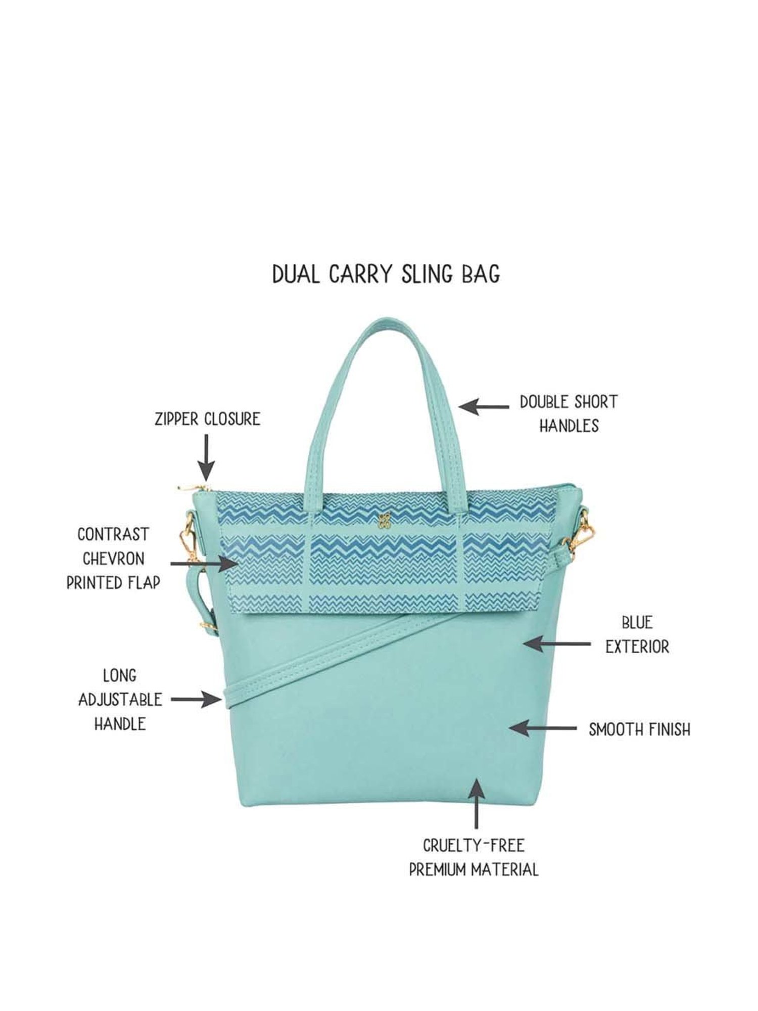 Baggit Blue Printed Medium Tote Handbag