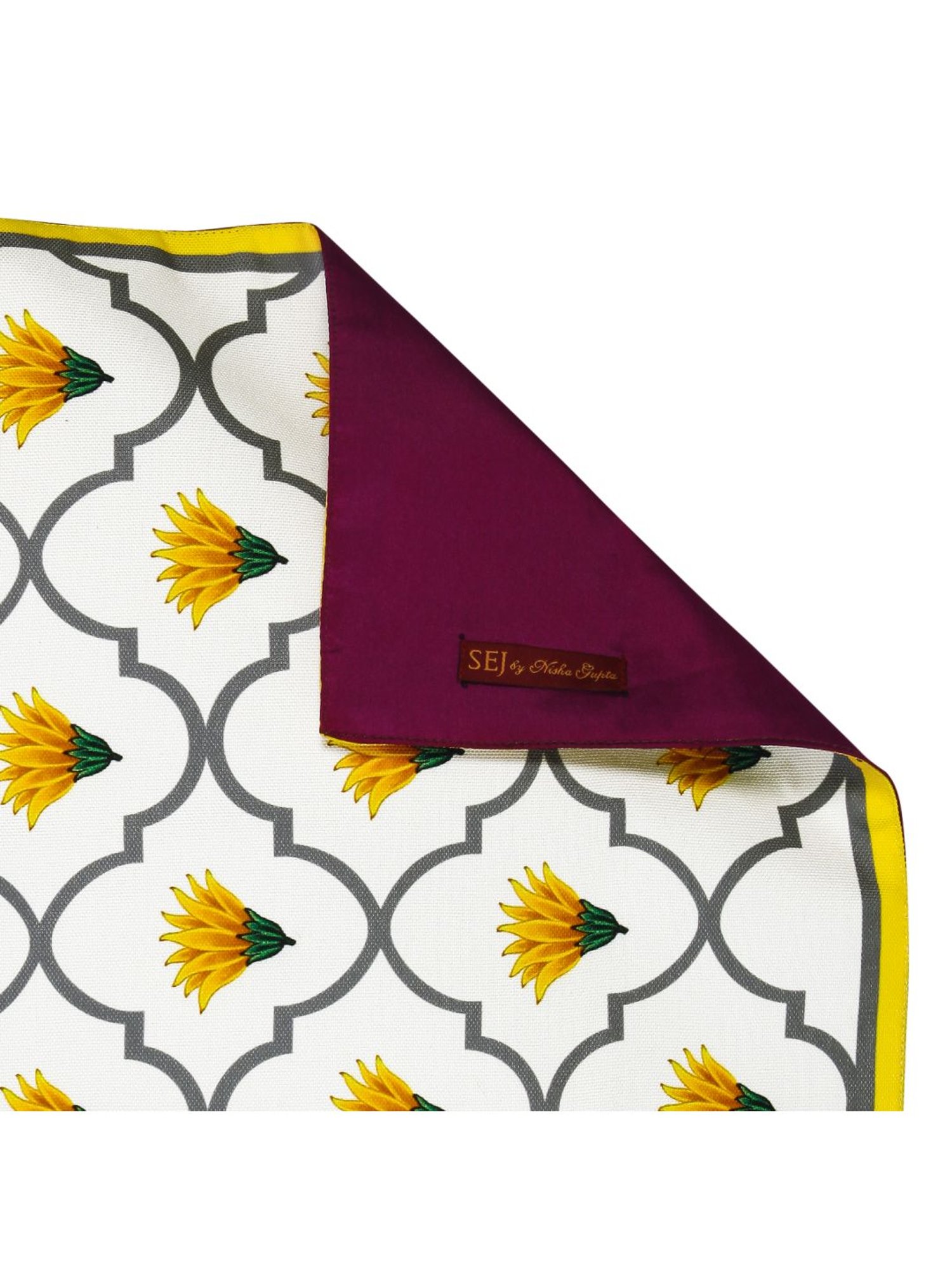 SEJ by Nisha Gupta White & Yellow Table Runner - Set of 1