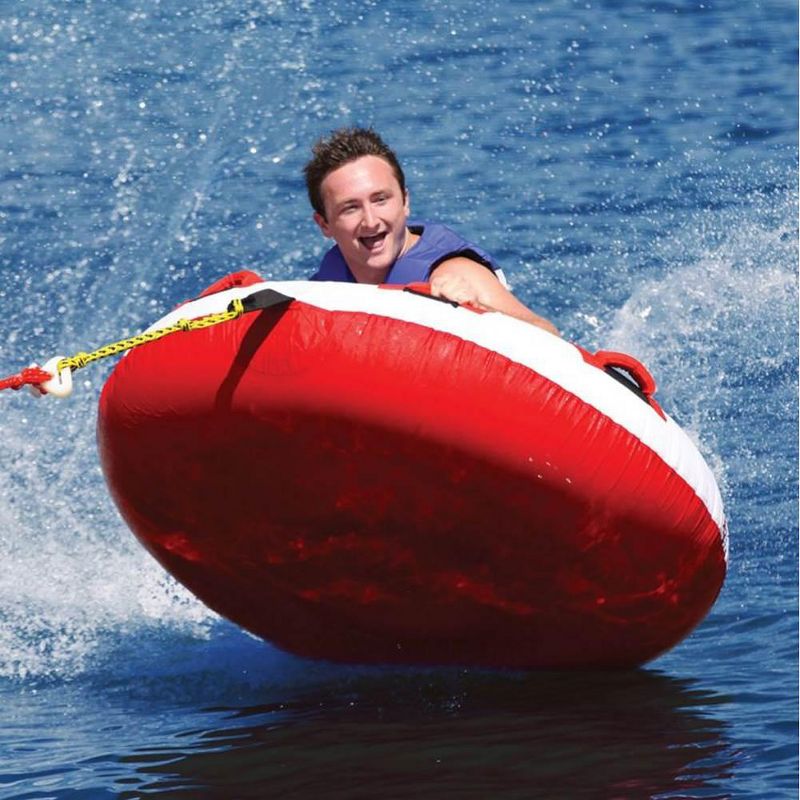 Airhead Hot Shot 2 Inflatable Round Single Rider Towable Tube with 60' Tow Rope