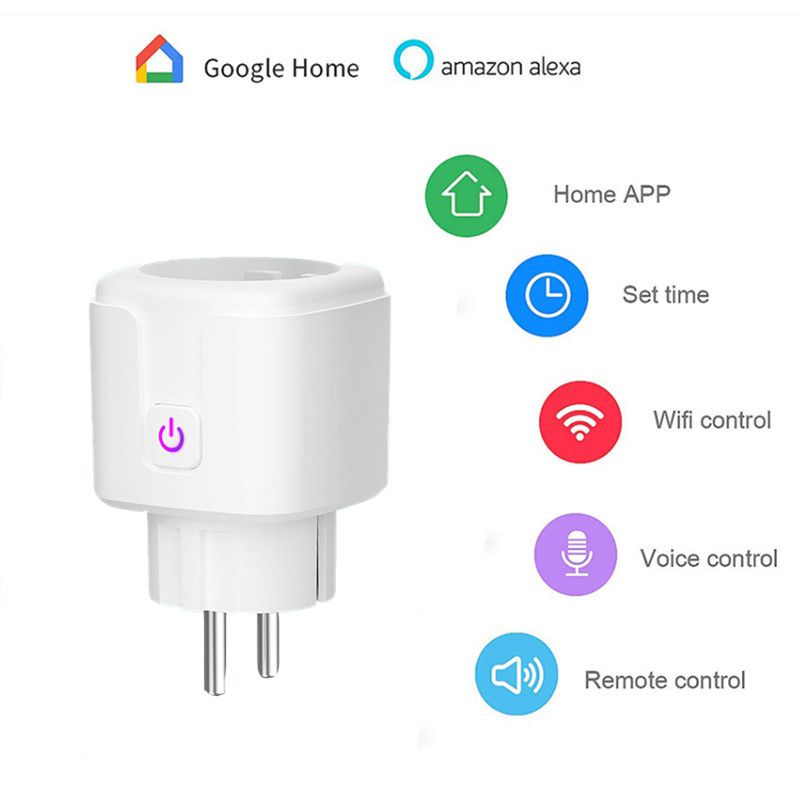 Yijianxi WiFi Smart Wireless Plug EU Adaptor Remote Voice Control Power Energy Monitor Outlet Timer Socket for Alexa Google Home