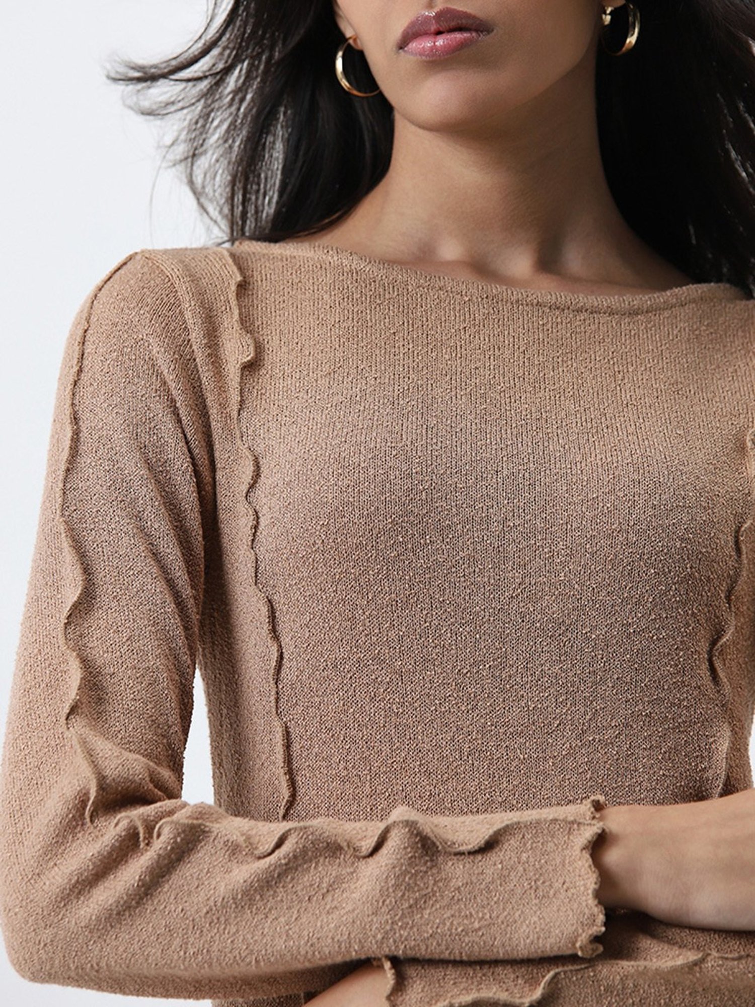 LOV by Westside Beige Knitted Top