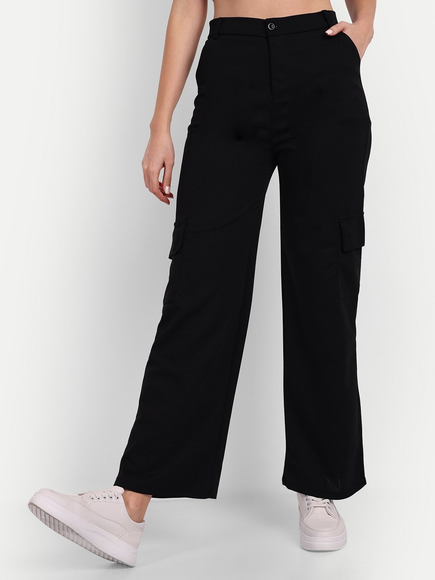 Broadstar Black Relaxed Fit High Rise Cargos