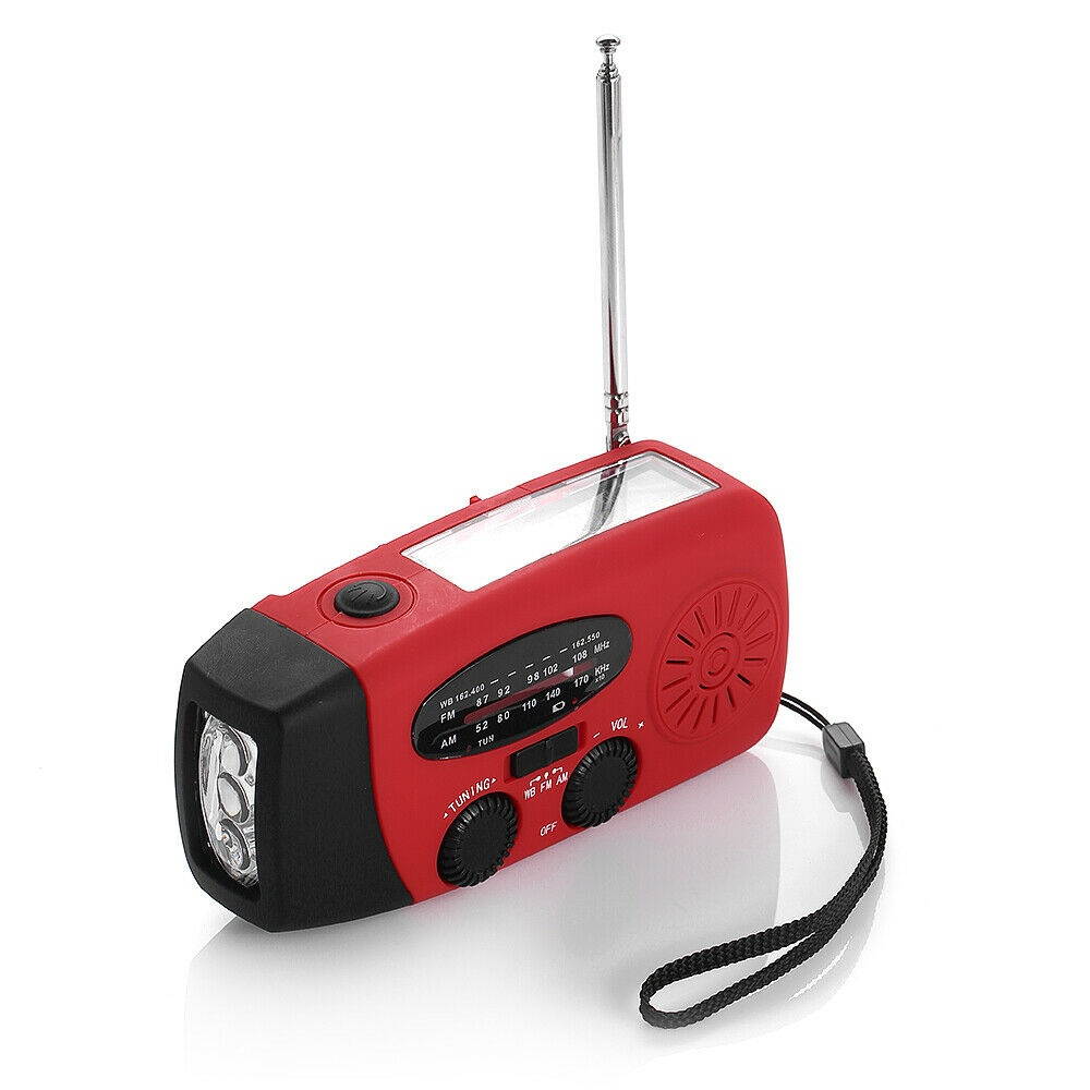 KA340 5Way Powered Rechargeable LED Camping Lantern Emergency AMFMSW NOAA Weather Alert Radio with Bluetooth Flashlight 5V USB Mobile Phone Charger MP3 Player Siren Gold