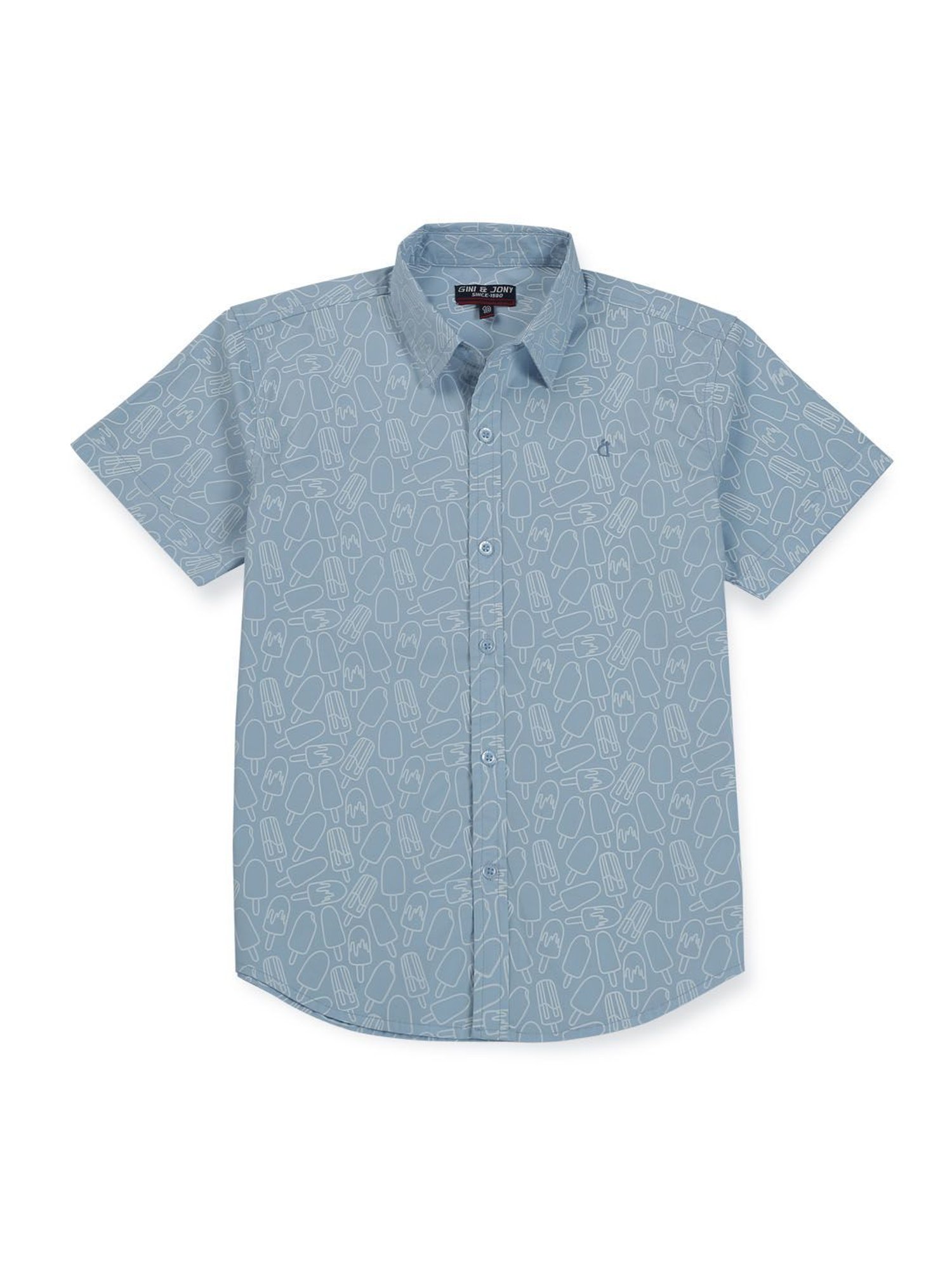 Gini & Jony Kids Sky Blue Printed Shirt