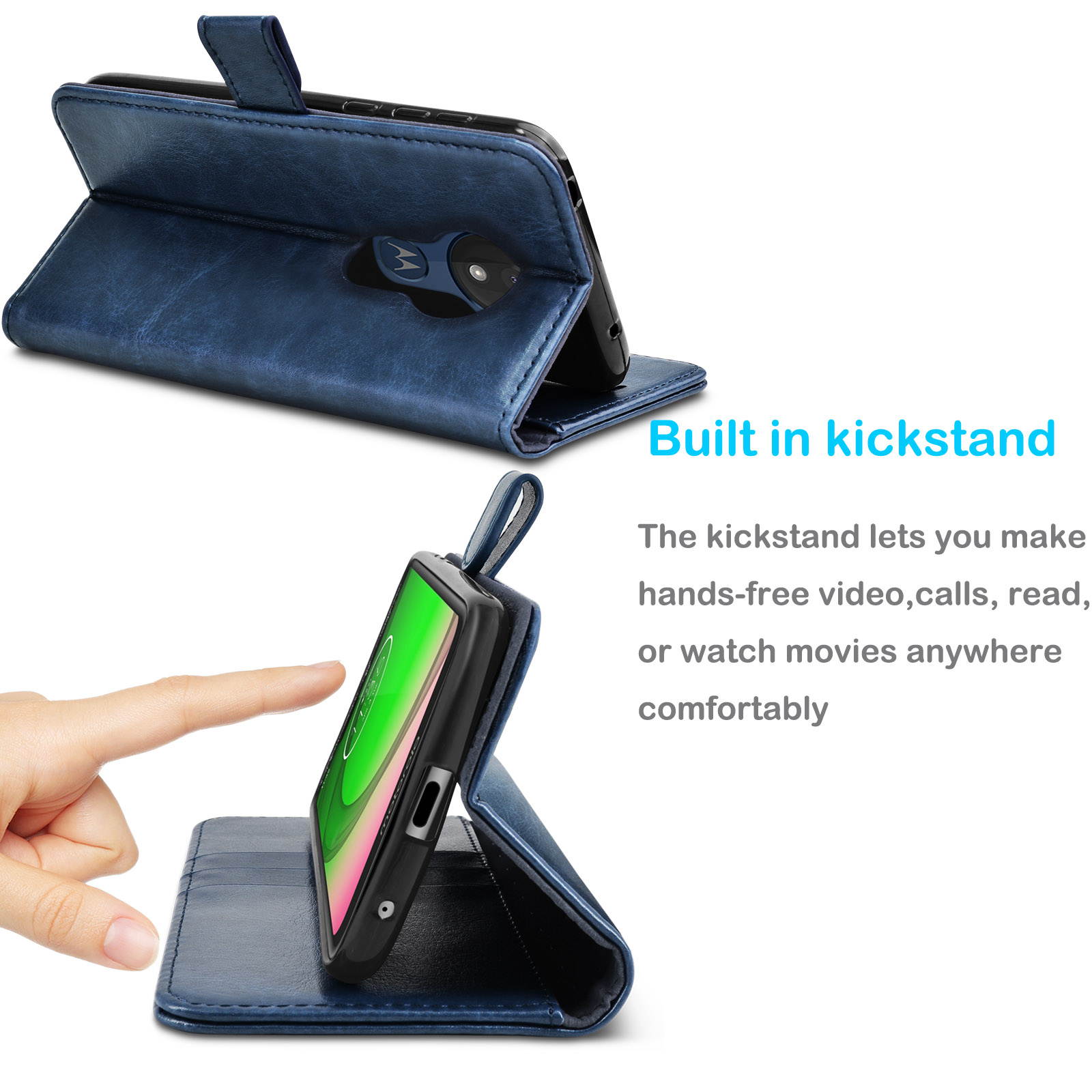 Moto G7 Power Case, Motorola Moto G7 Optimo Maxx/Moto G7 Supra Wallet Case, Tekcoo Premium [RFID Blocking] Cash ID Credit Card Slots Holder Carrying Vegan Leather Folio Flip Cover Cases [Black]