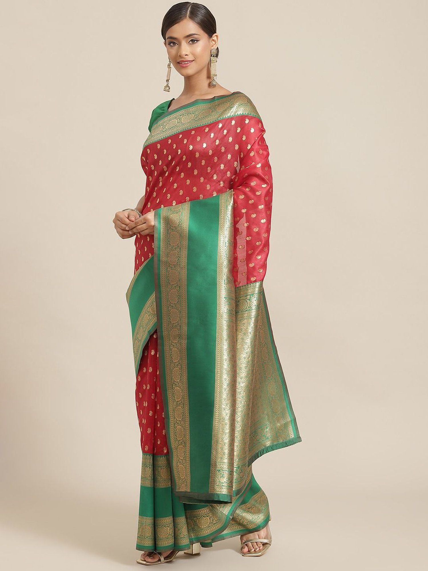Unnati Silks Grey Cotton Printed Saree With Unstitched Blouse