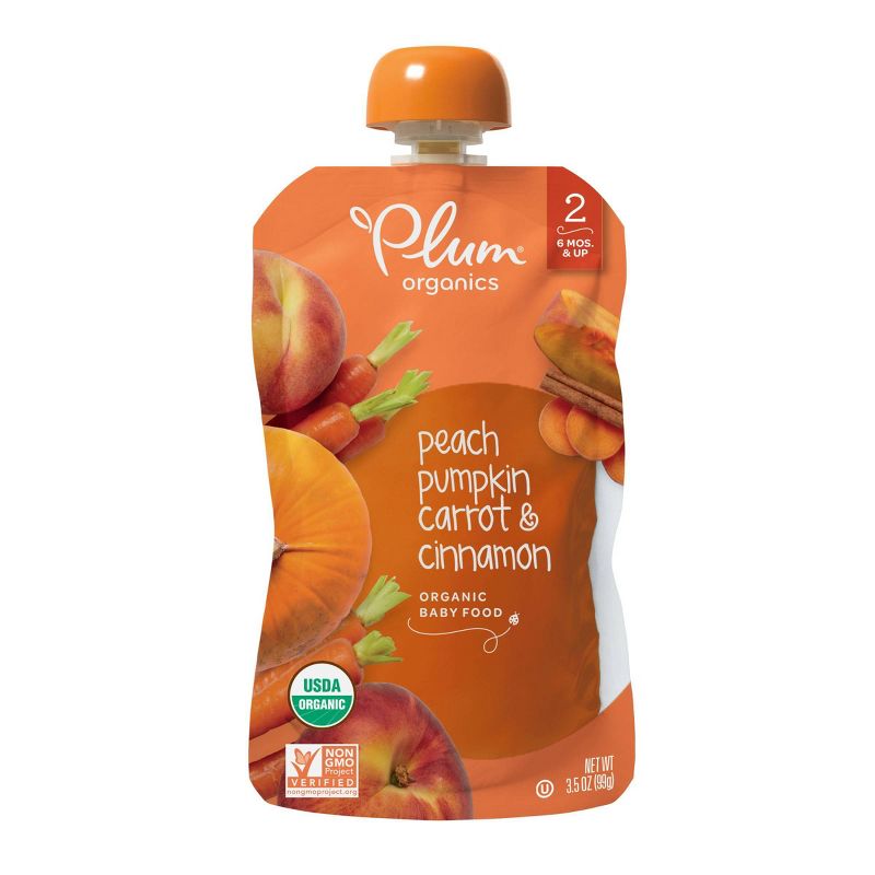 Plum Organics Peach Pumpkin Carrot & Cinnamon Baby Food Pouch - 3.5oz