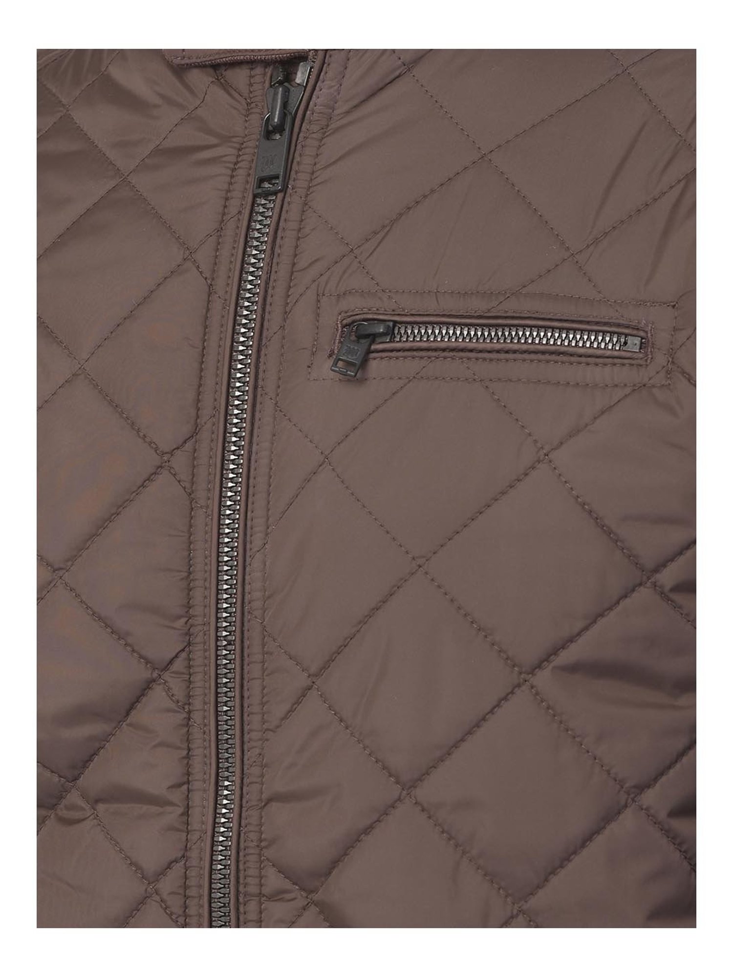 Woods Brown Mandarin Collar Nylon Jacket