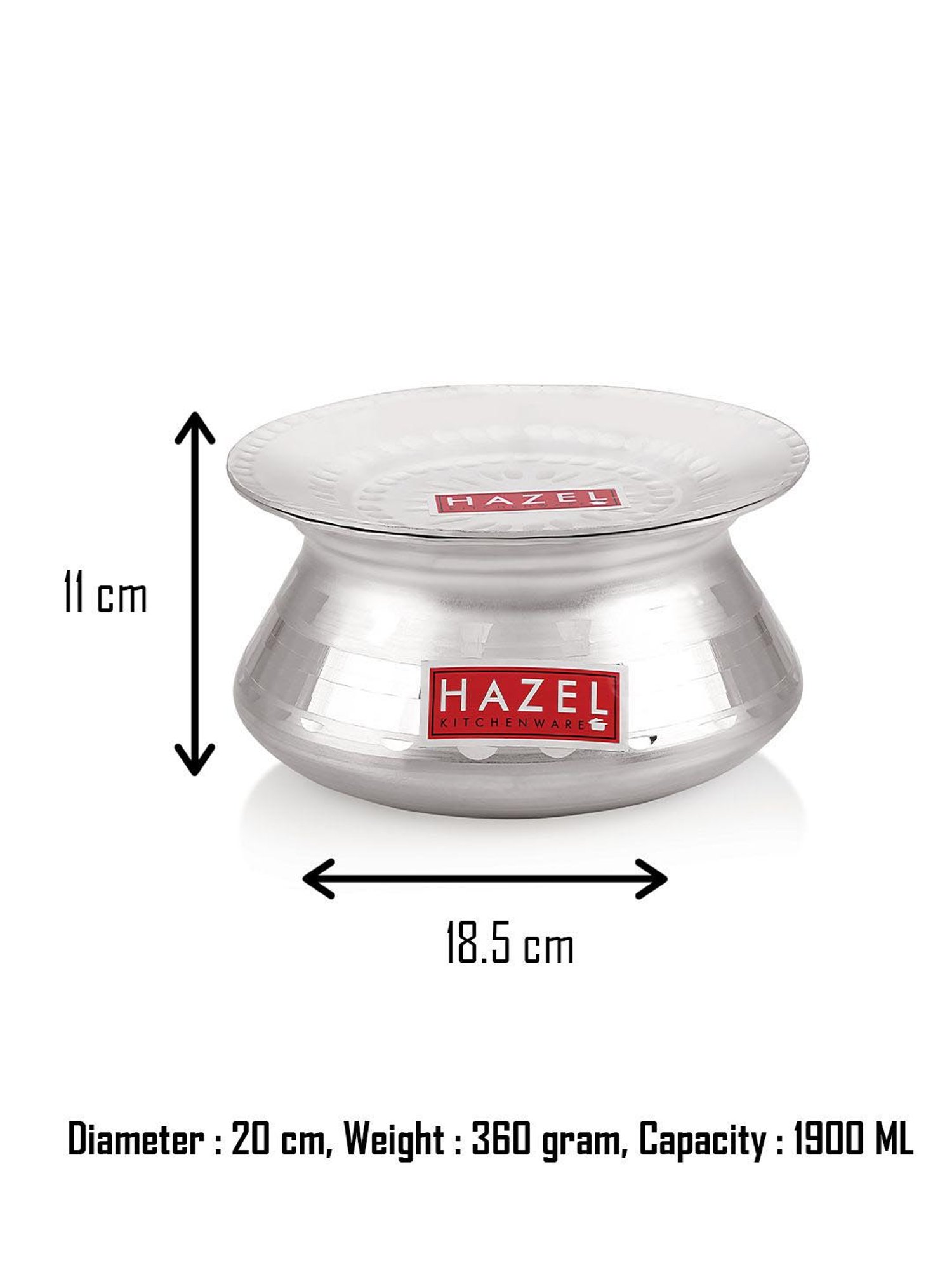 Hawkins Silver & Transparent Stainless Steel 19 cm Gas Compatible Handi With Lid (2 L) - Set of 1