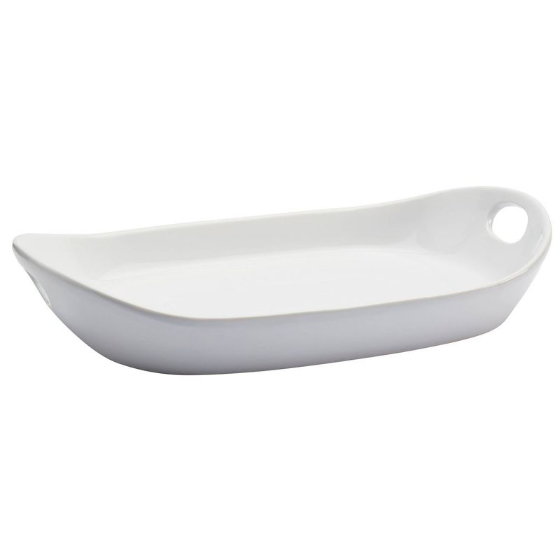 21" x 13" Stoneware Oval Serving Tray with Handles - Tabletops Gallery