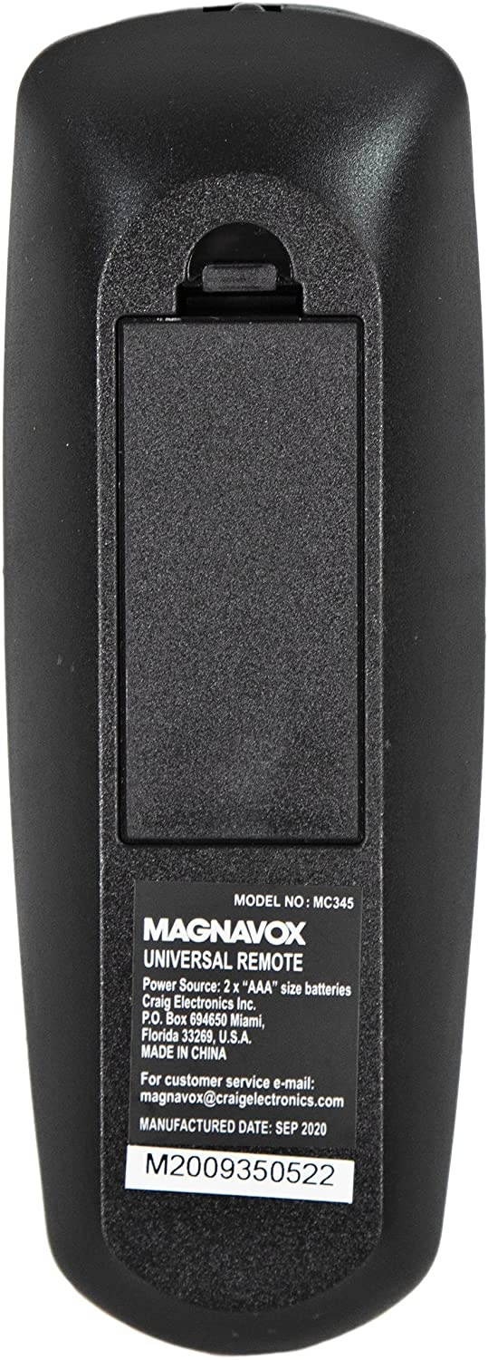 Magnavox MC345 4 in 1 Universal Remote Control | Control Up to 4 Devices with 1 Remote | Works with Most Major Brands | Works with TV, DVD, VCR and Satellite |