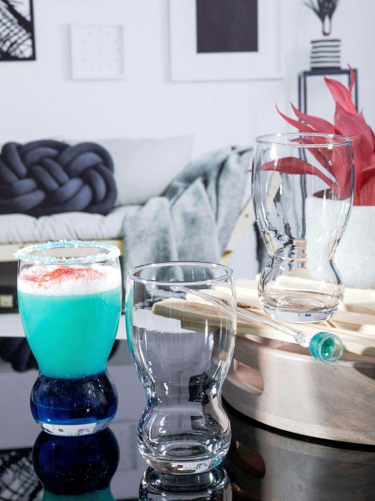 ROXX Fountain Transparent Glass Tumbler (0.365 L) - Set of 6