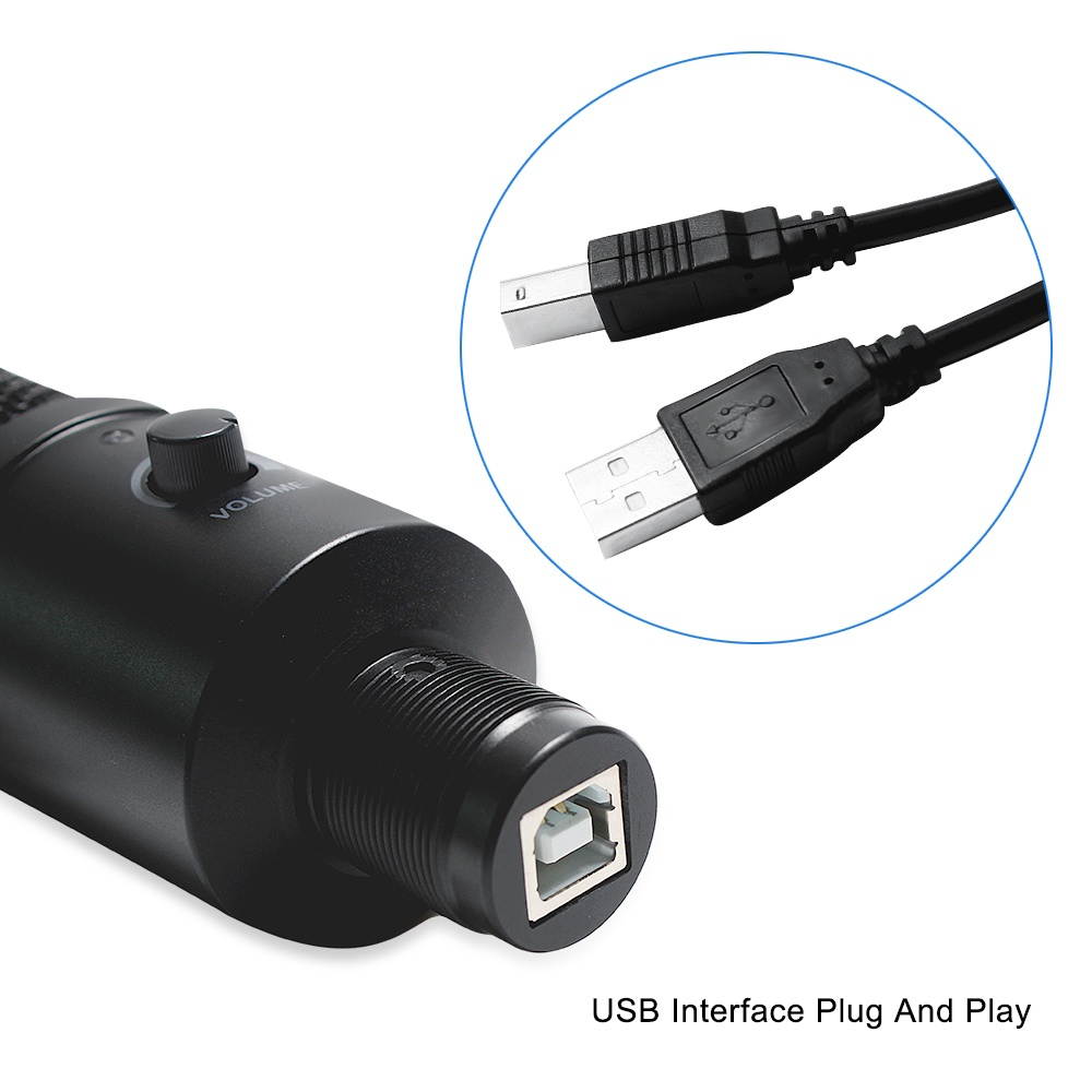 USB Microphone, Metal Condenser Recording Microphone for Laptop MAC or Windows Cardioid Studio Recording Vocals, Voice Overs,Streaming Broadcast and YouTube