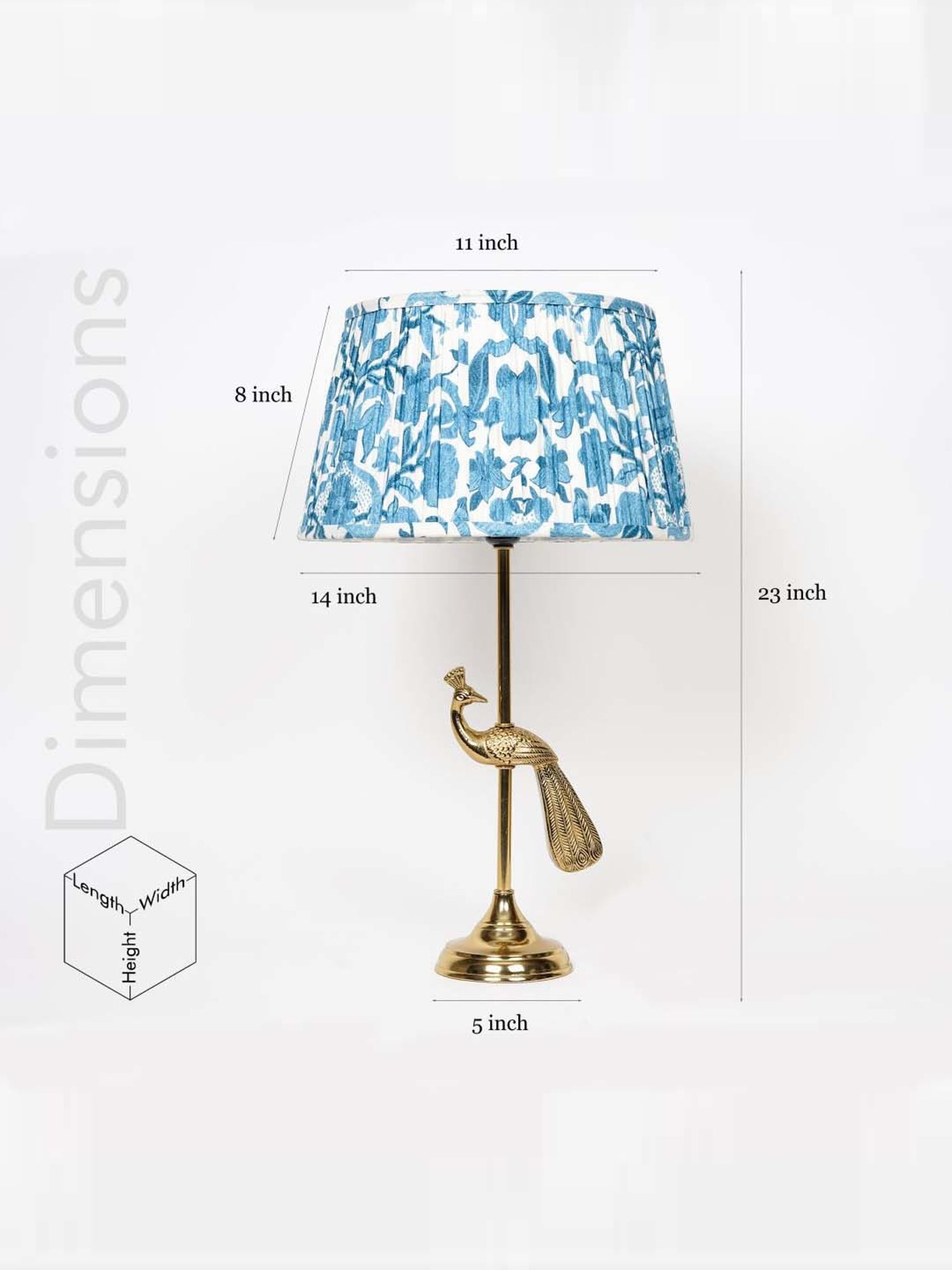 Kapoor Lamp Shades Aluminium Torre Brass Finish Table Lamp With Printed Cotton Shade