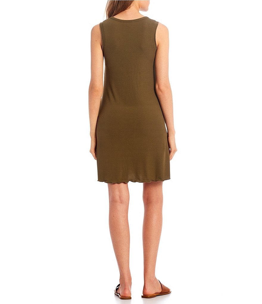 Good Luck Gem Lettuce Edge Rib Knit Tank Dress