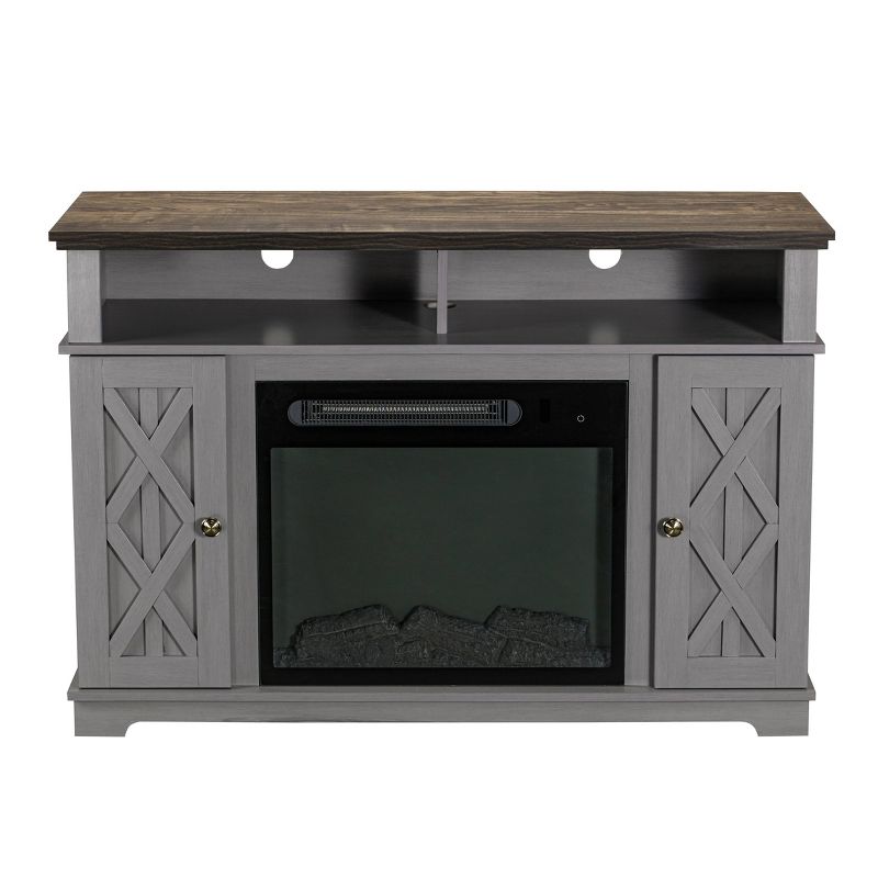 48" TV Stand For TVs up to 55" with Electric Fireplace Gray - Home Essentials