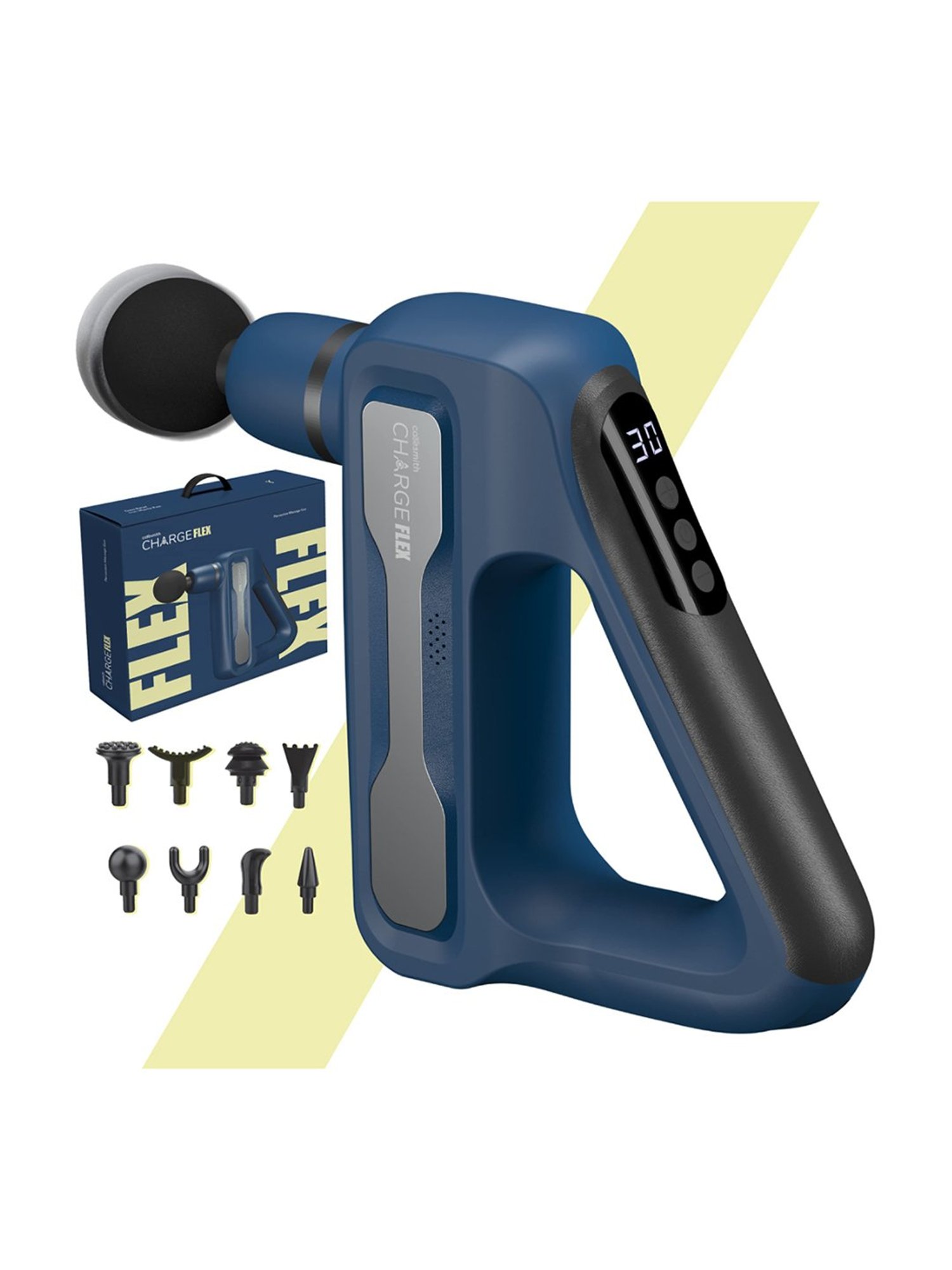 Caresmith Charge Flex Cordless Massage Gun, Unique Triangle Design to Massage All Areas (Blue)